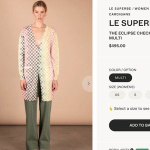 NWT LE SUPERBE‎ Checked Cashmere/Wool Cardigan